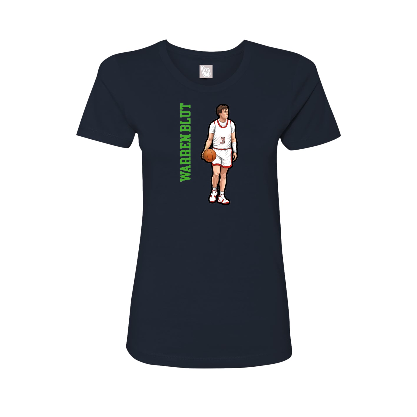 Fitted Women's Tee — Name Vertical in Navy