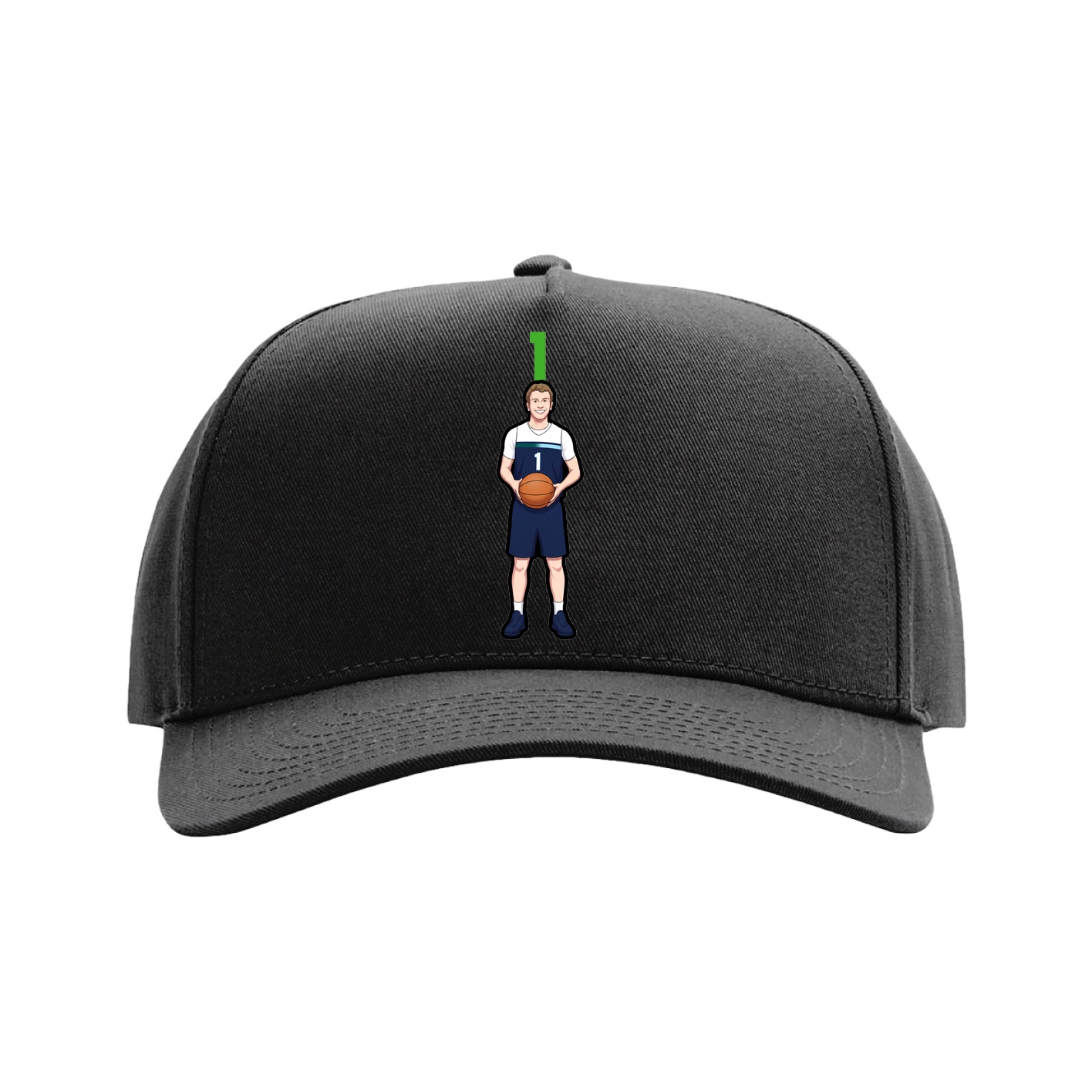 Full Fabric Five-Panel Champ Cap — Number Top in Black