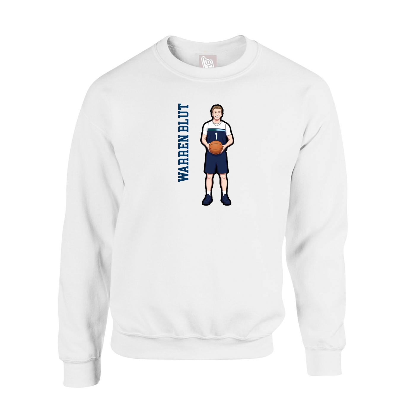 Fleece Crew — Name Vertical in White