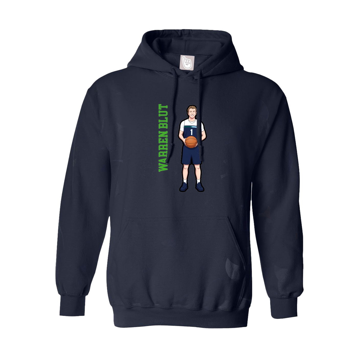 Youth Hoodie — Name Vertical in Navy