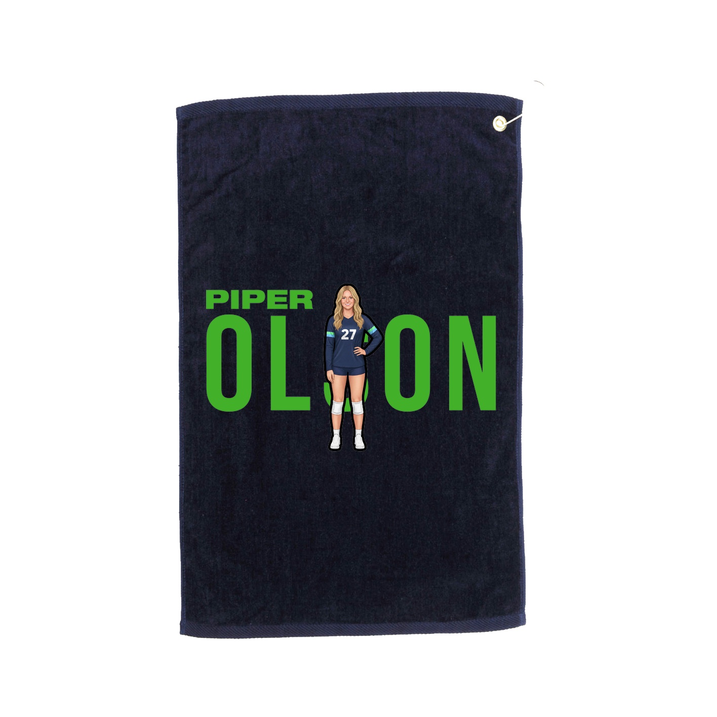 Golf Towel — Player Name in Navy