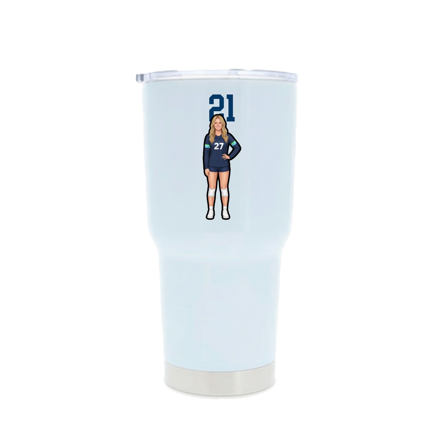 30oz Stainless Steel Tumbler — Number Top in White