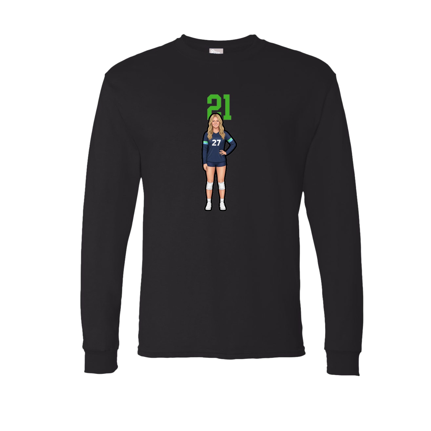 Long Sleeve Tee — Number Top in Black