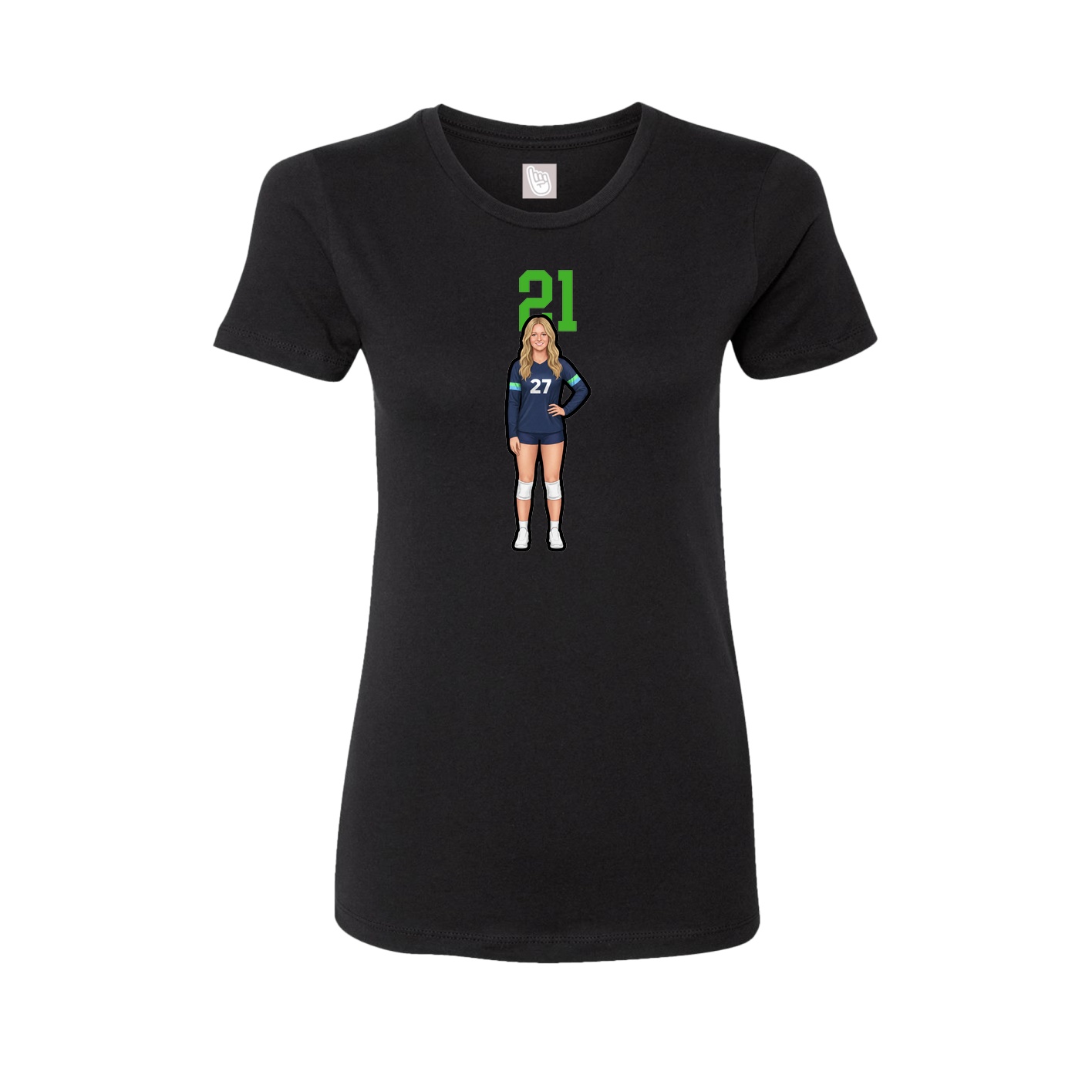 Fitted Women's Tee — Number Top in Black