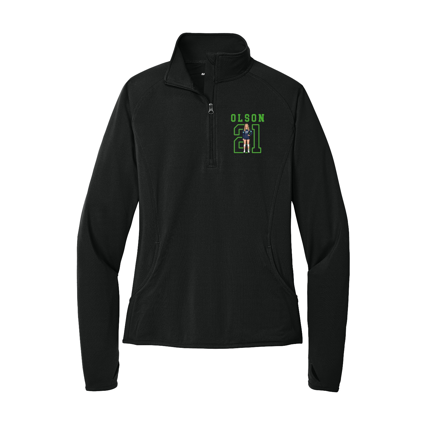 Women's Q-Zip Pullover — Shirsey in Black