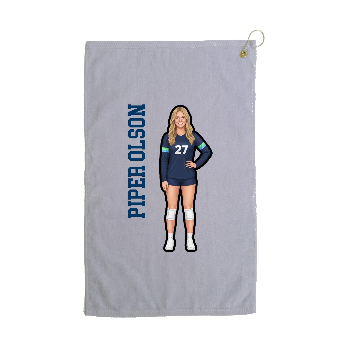 Golf Towel — Name Vertical in Grey