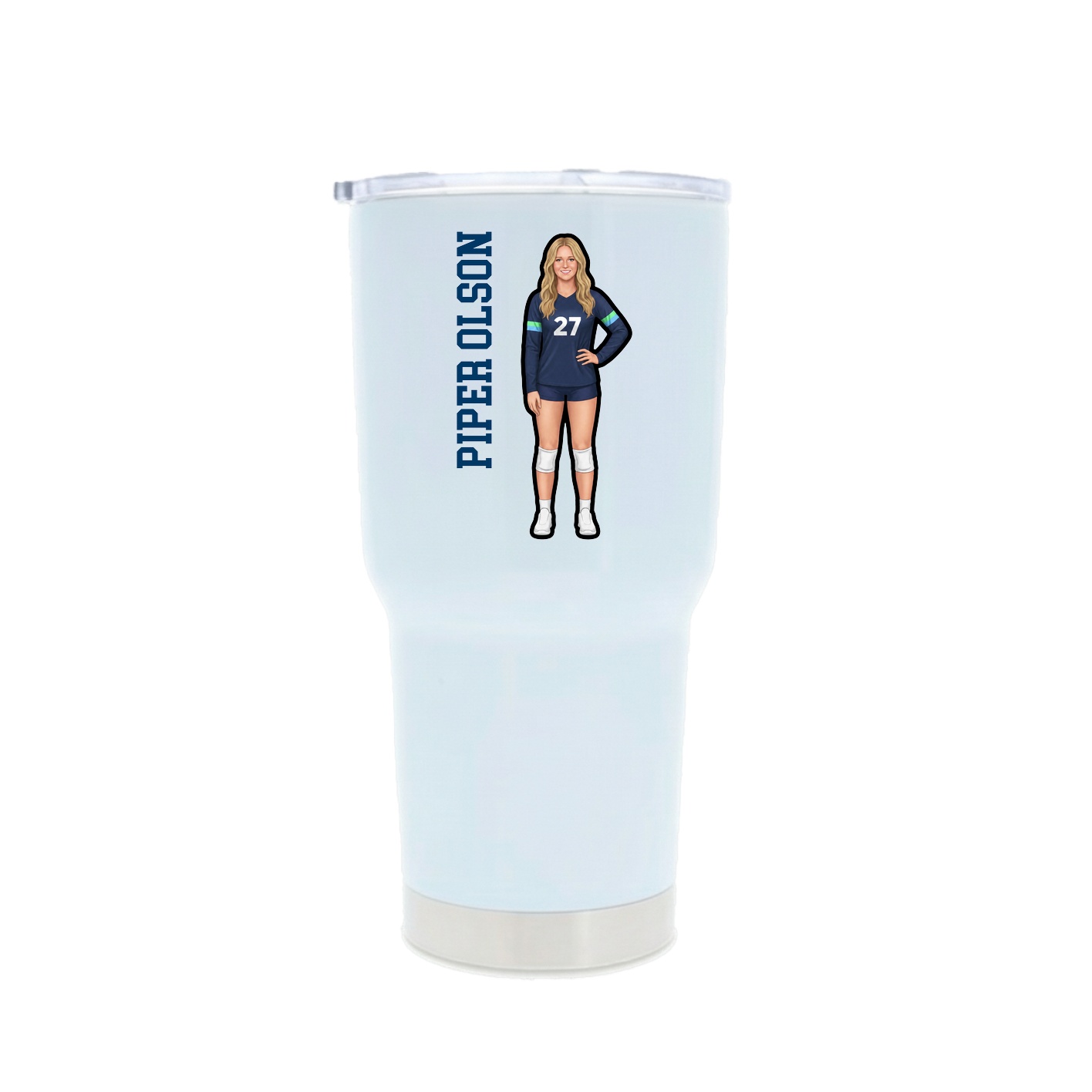 30oz Stainless Steel Tumbler — Name Vertical in White