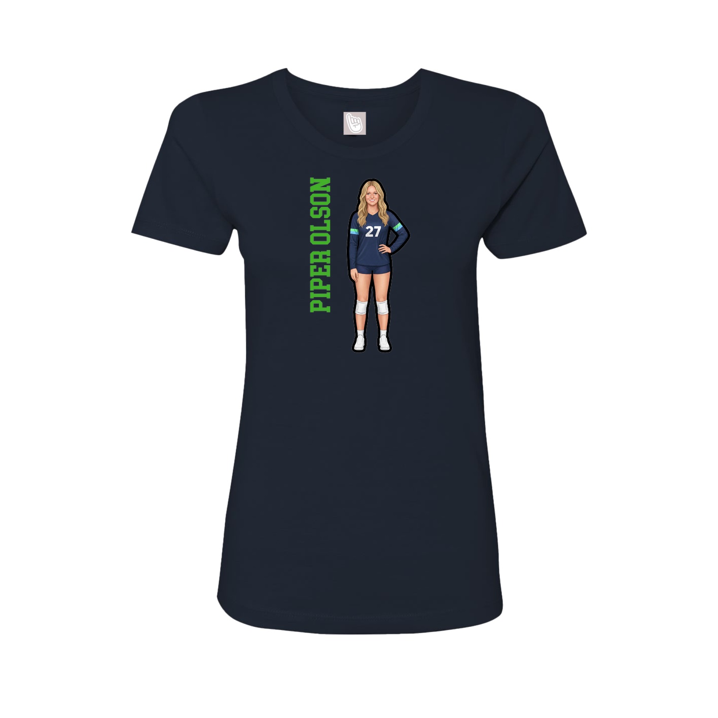 Fitted Women's Tee — Name Vertical in Navy