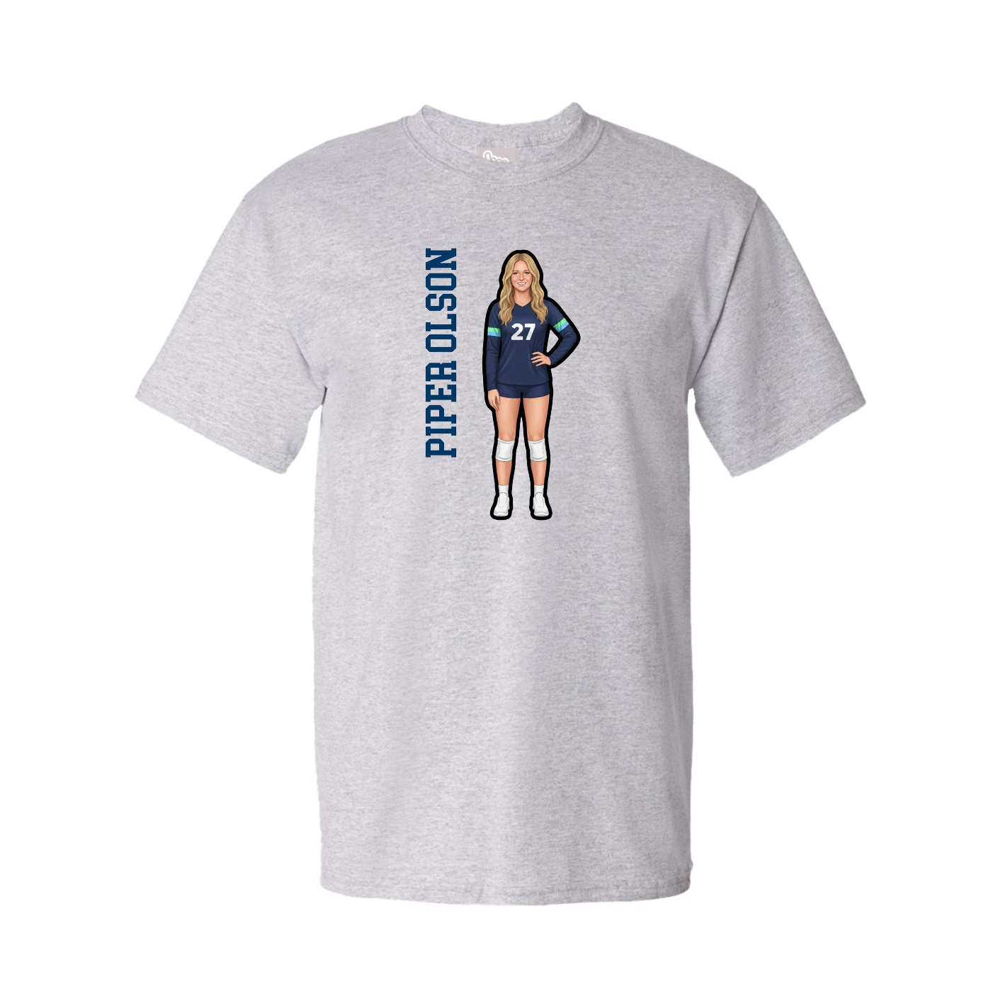 Youth Tee — Name Vertical in Grey
