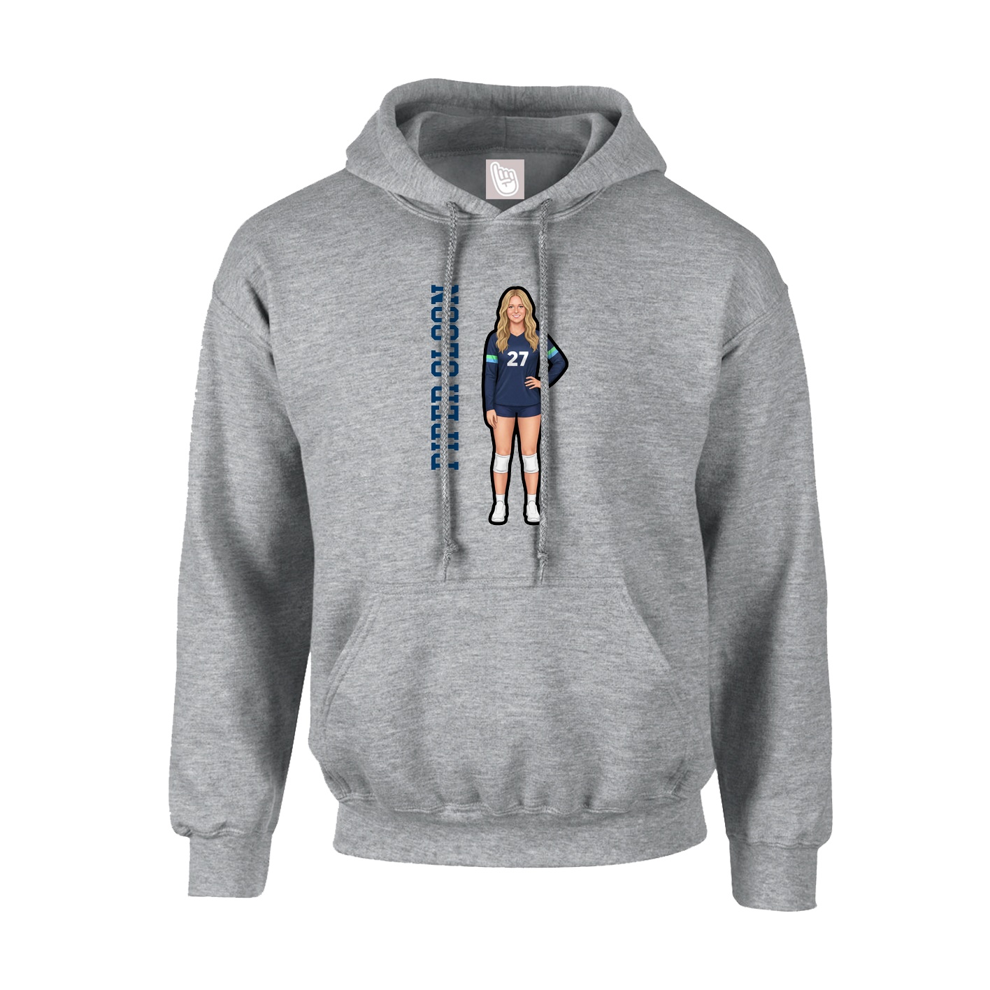 Hoodie — Name Vertical in Grey