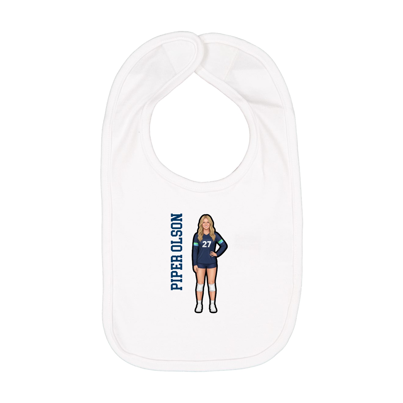 Infant Bib — Name Vertical in White
