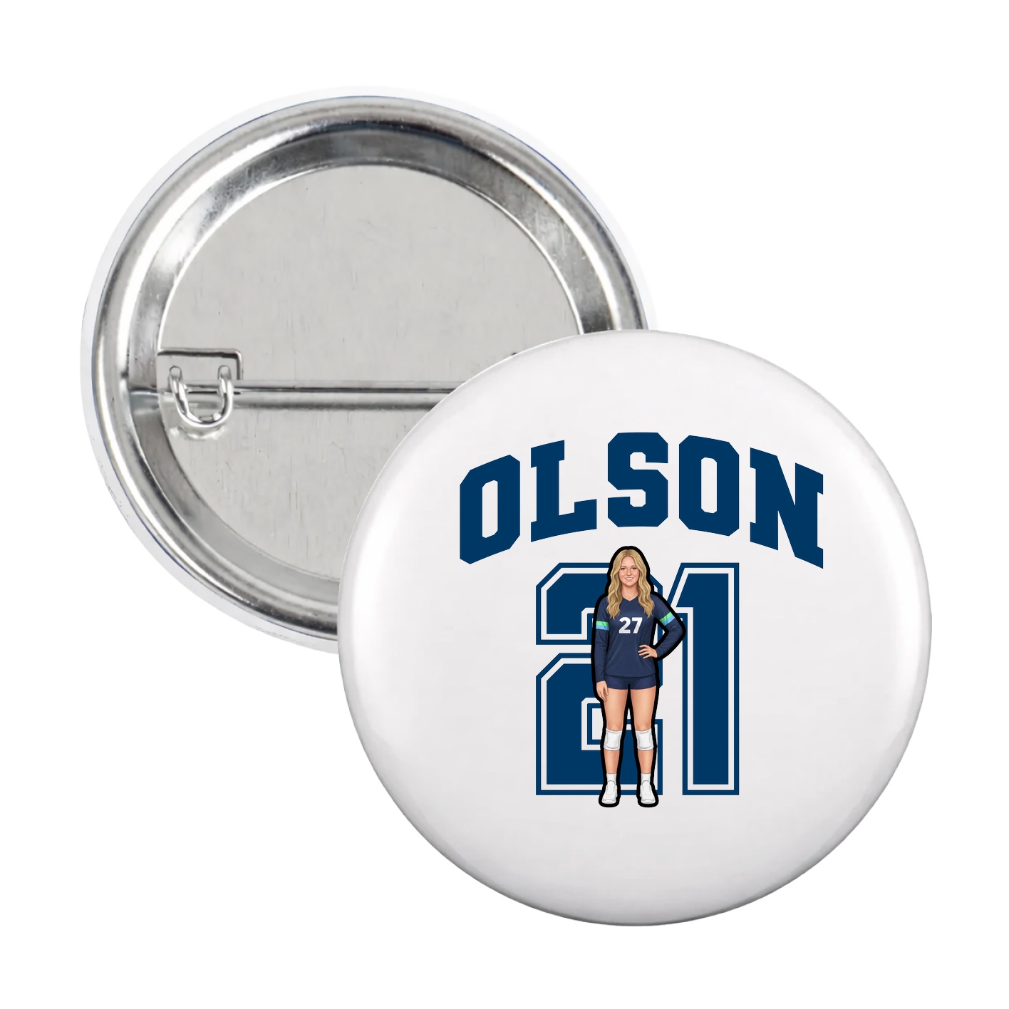 Game Day Button — Number in White