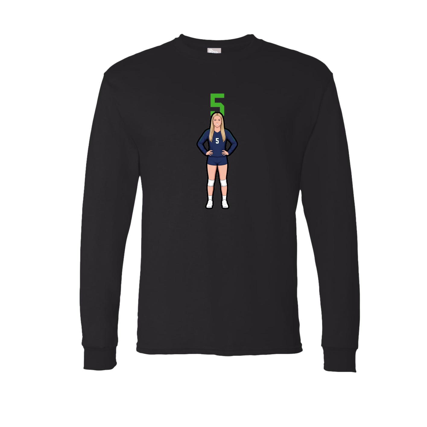 Long Sleeve Tee — Number Top in Black