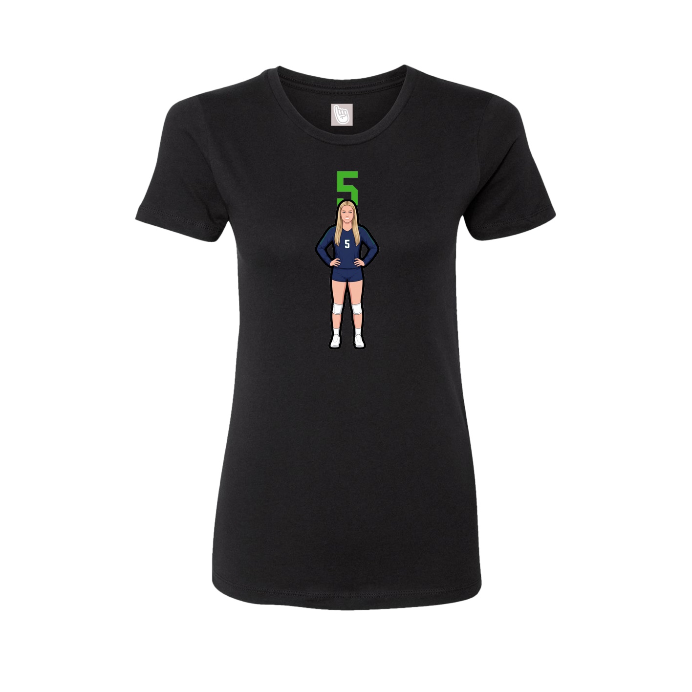 Fitted Women's Tee — Number Top in Black