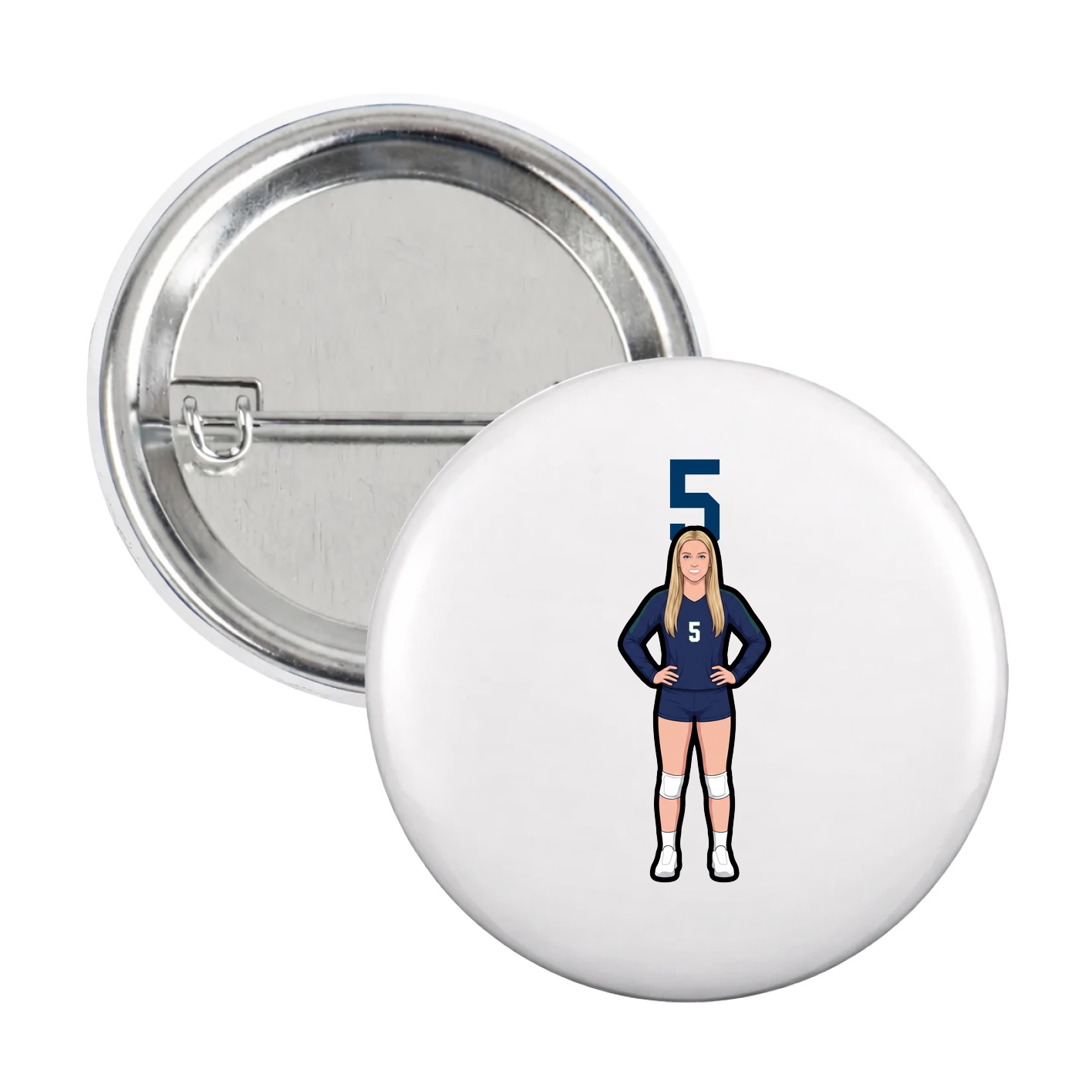 Game Day Button — Number Top in White