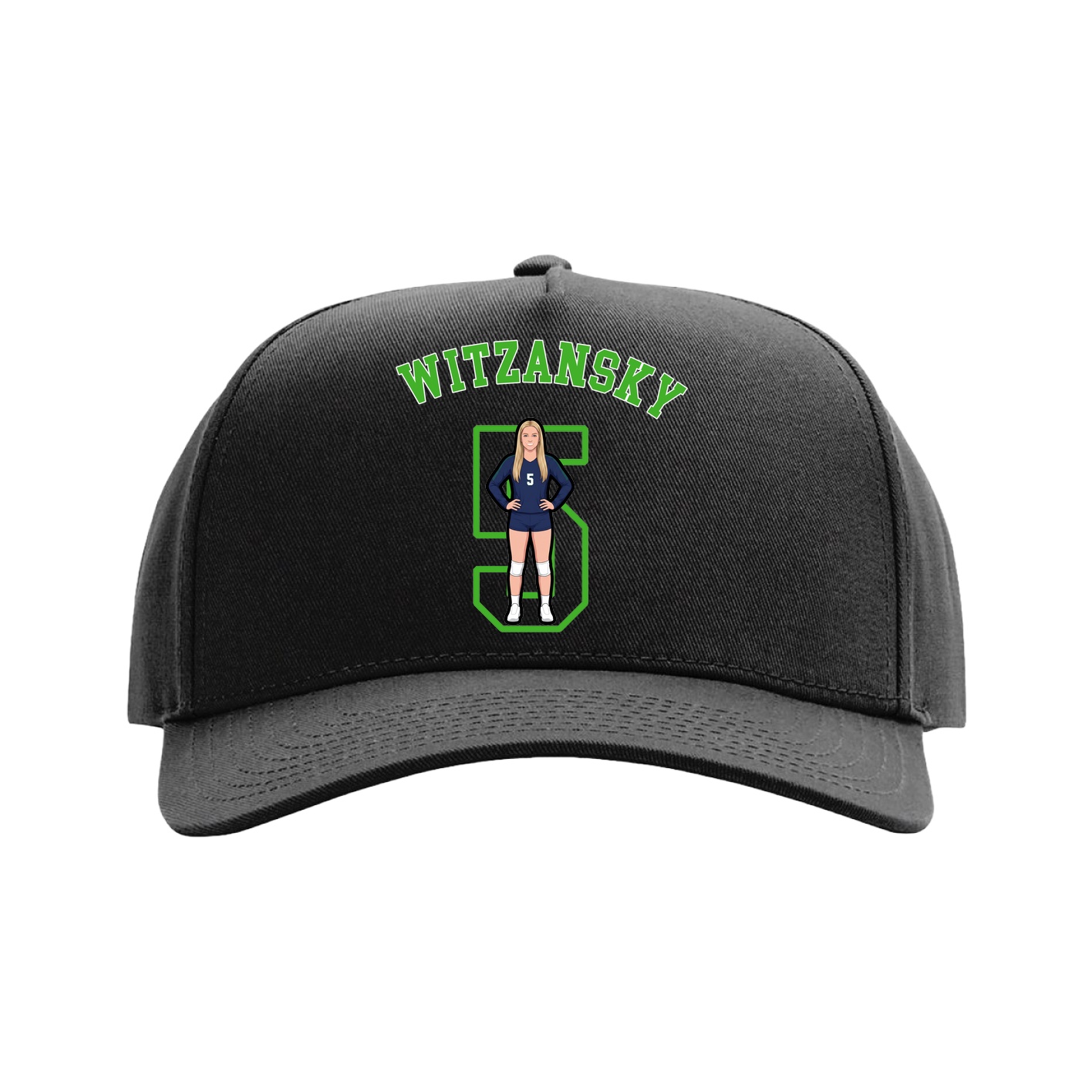 Full Fabric Five-Panel Champ Cap — Shirsey Arch in Black