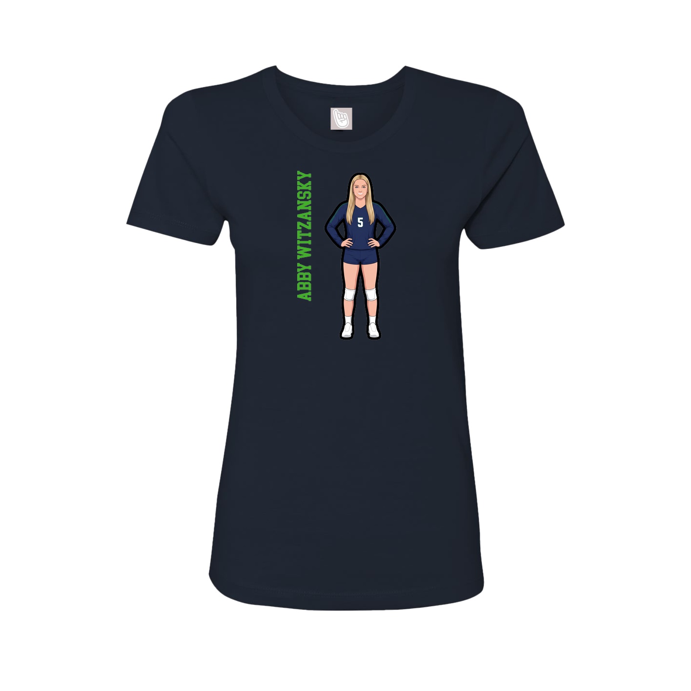 Fitted Women's Tee — Name Vertical in Navy