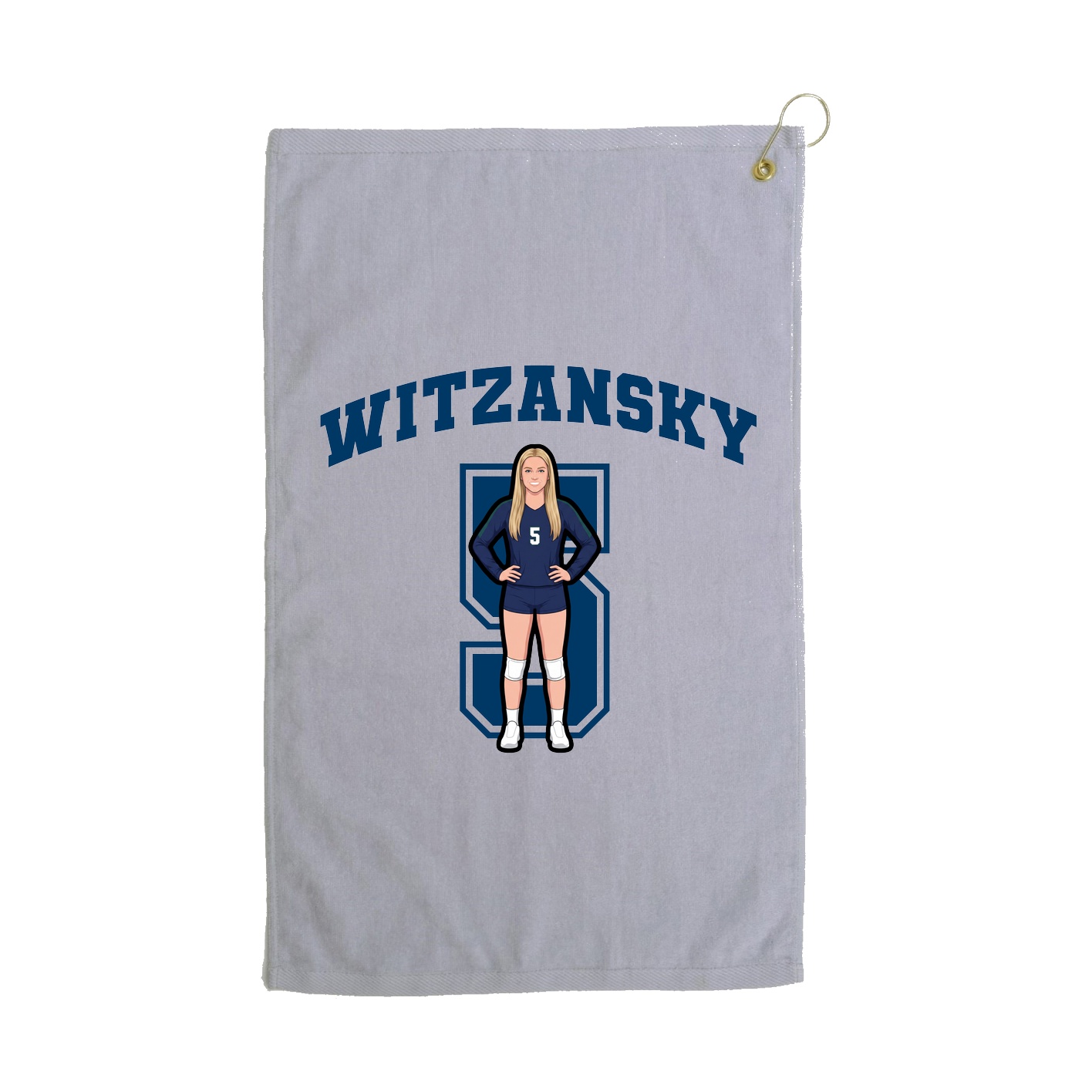 Golf Towel — Number in Grey