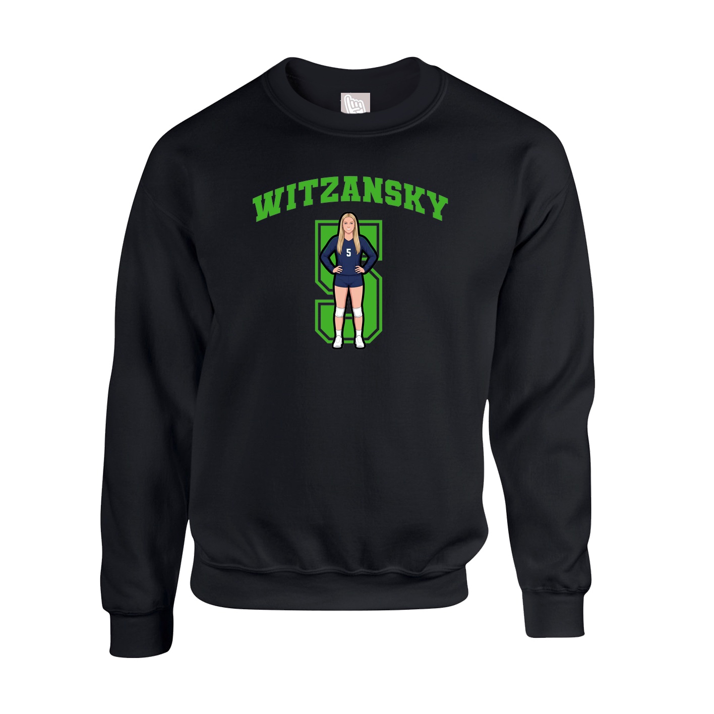 Fleece Crew — Number in Black