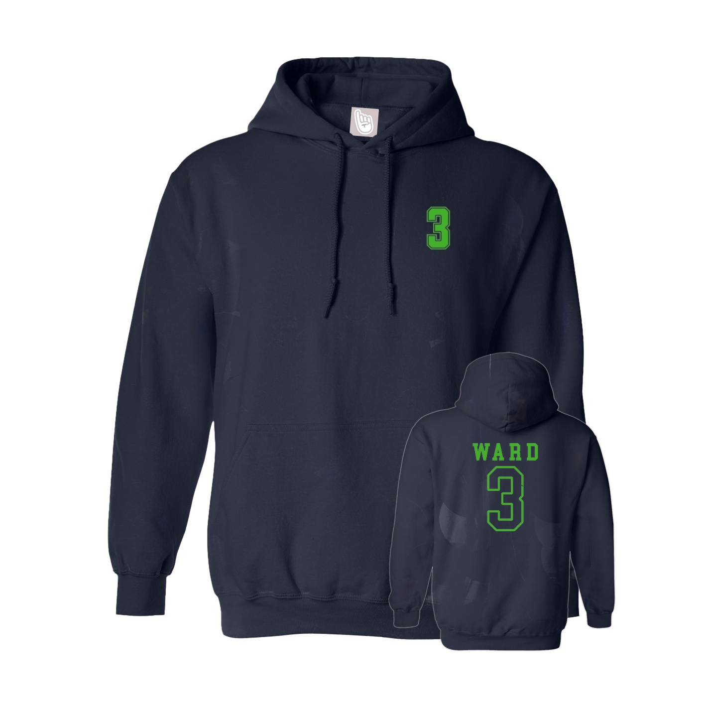 Hoodie — Chest Back in Navy