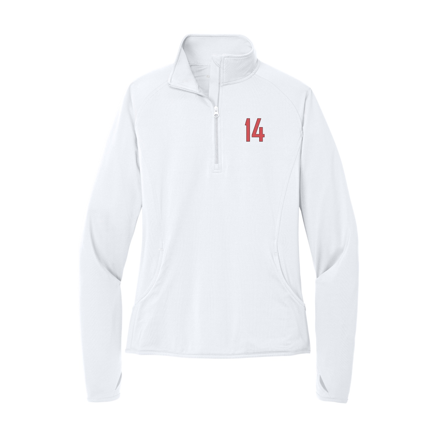 Women's Q-Zip Pullover — Front Shirsy in White