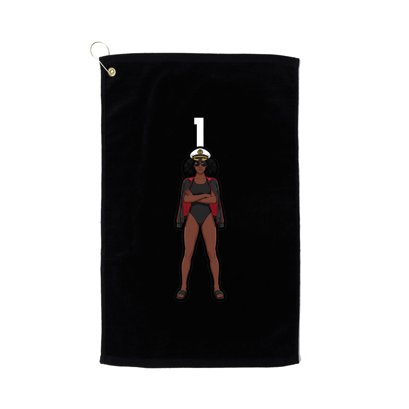 Golf Towel — Number Top in Black