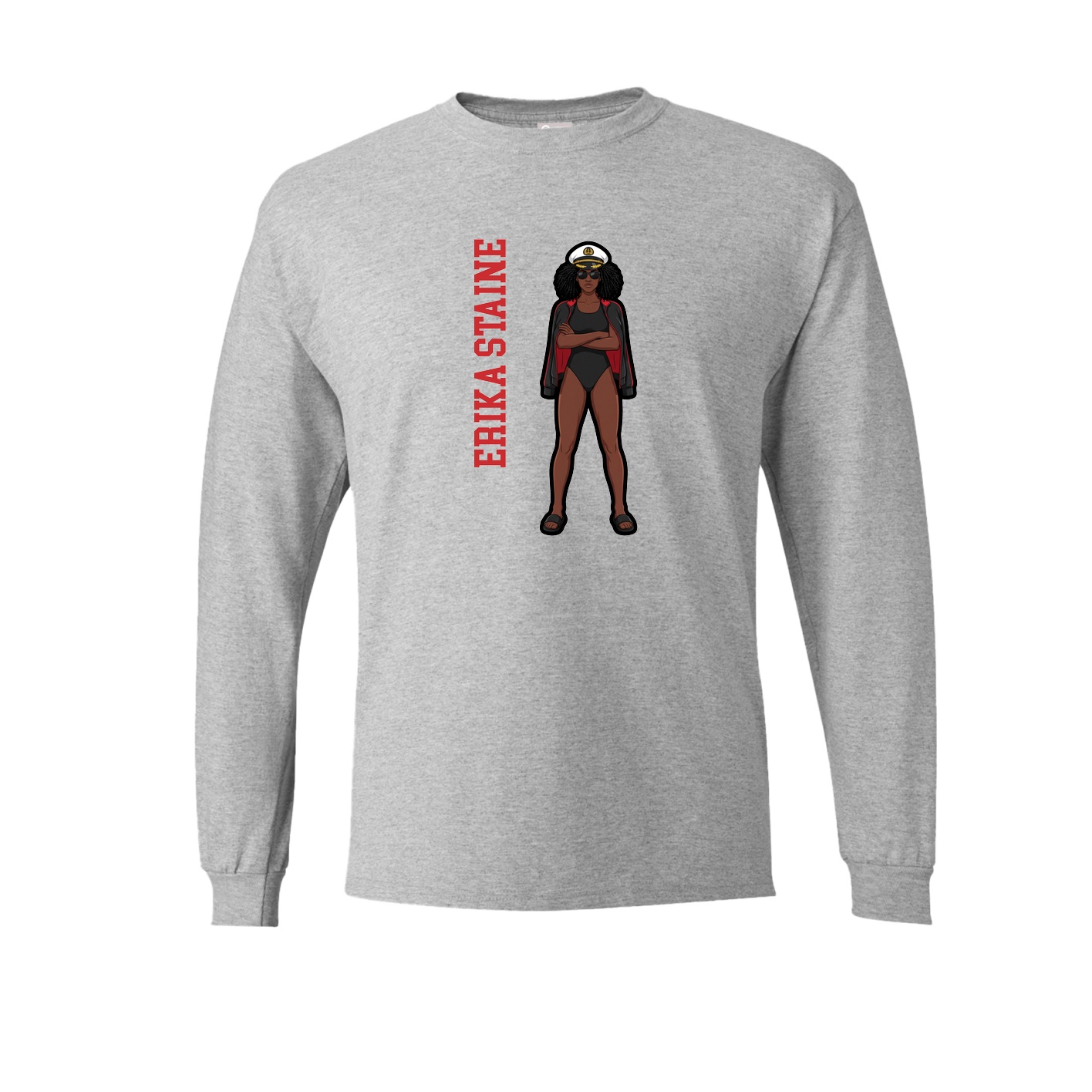 Long Sleeve Tee — Name Vertical in Grey