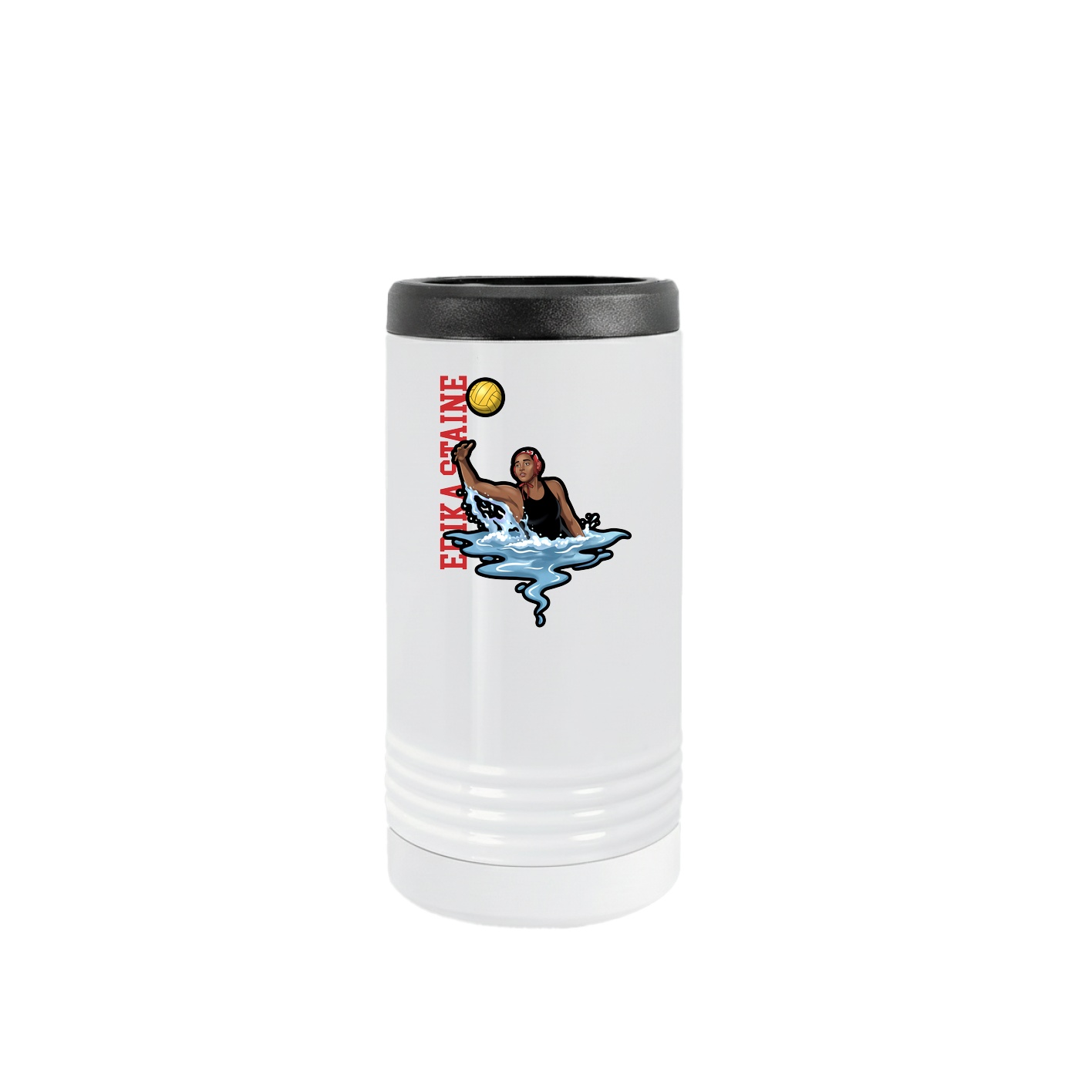 Slim Beverage Holder — Name Vertical in White