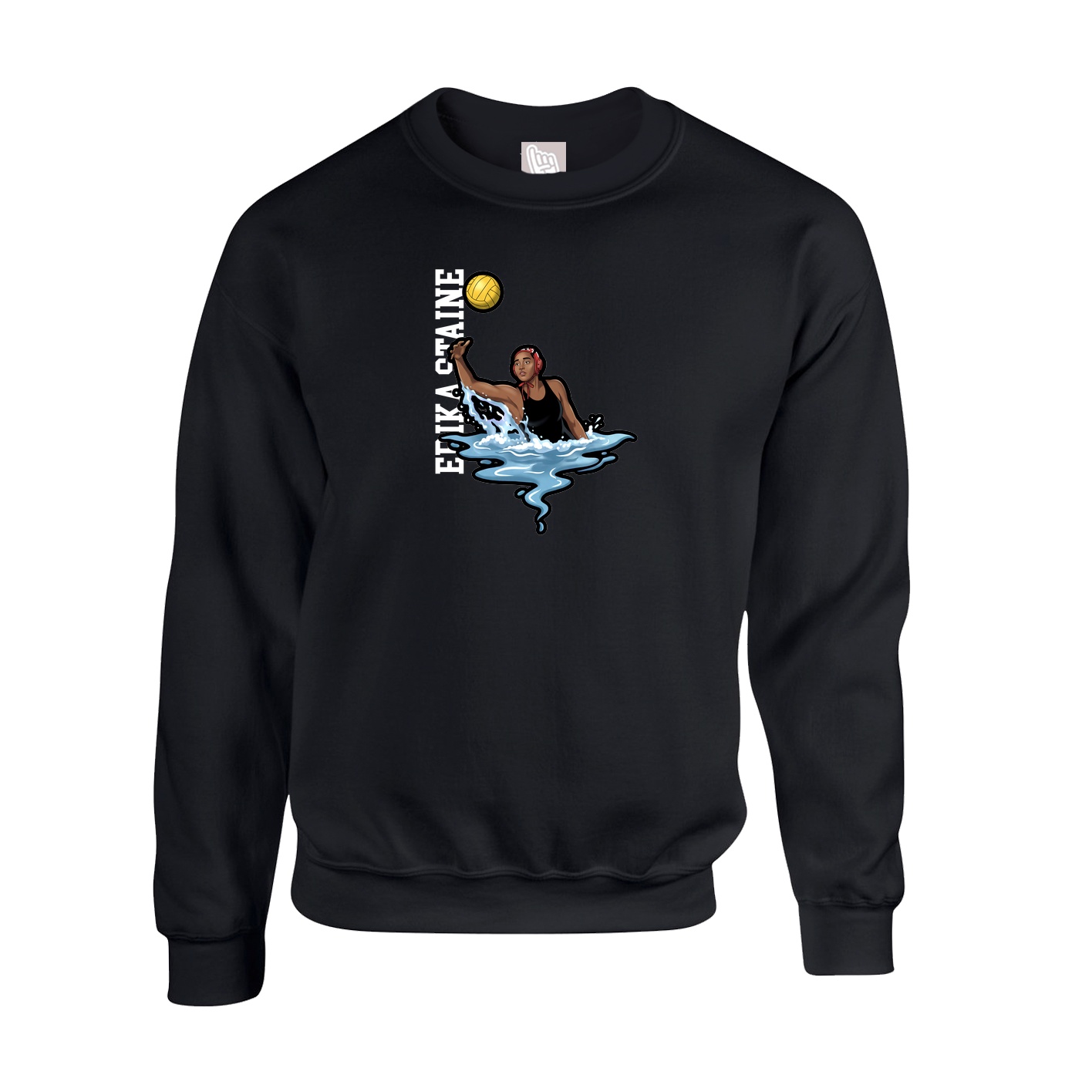 Fleece Crew — Name Vertical in Black
