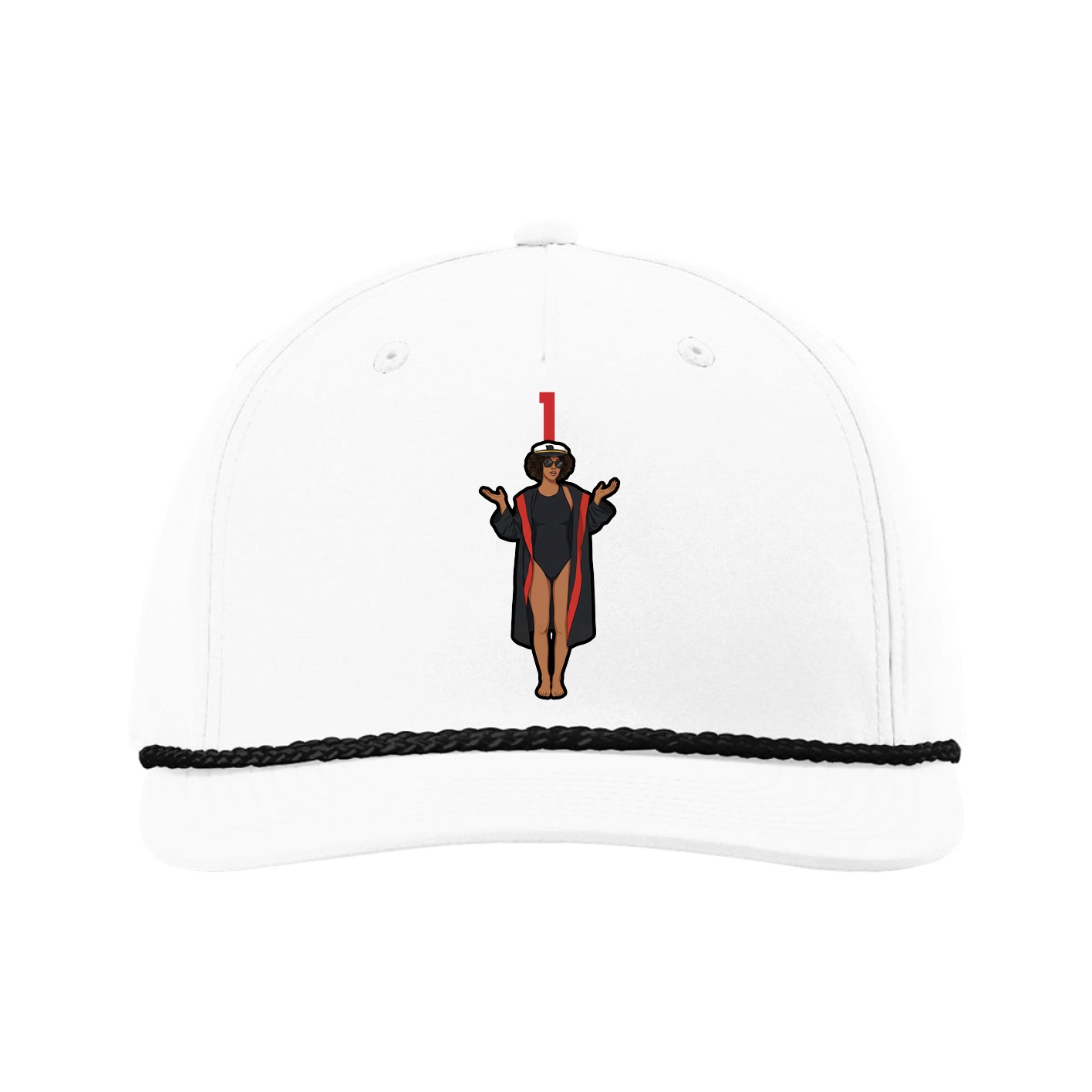 Five-Panel Classic Rope Cap — Number Top in White