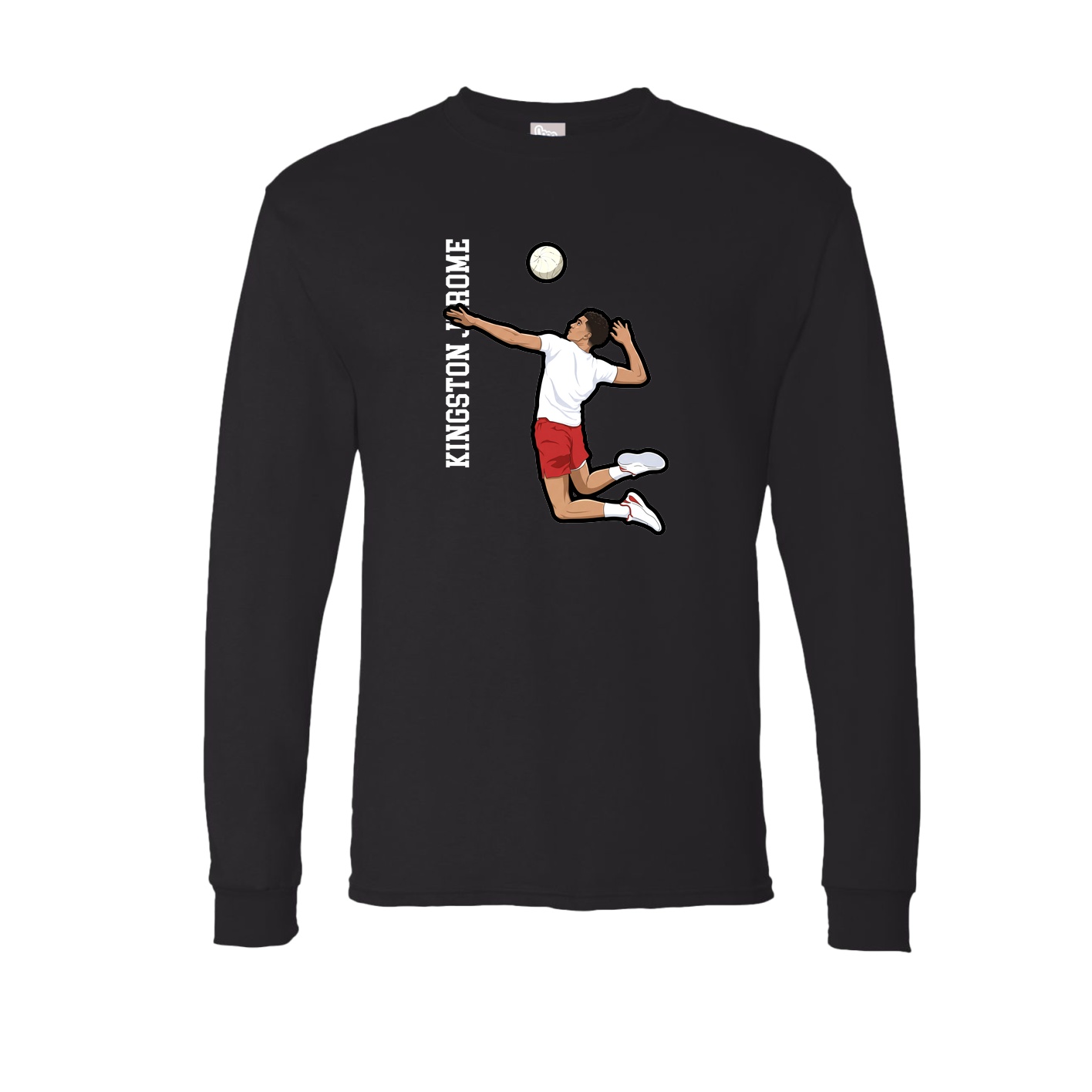 Long Sleeve Tee — Name Vertical in Black