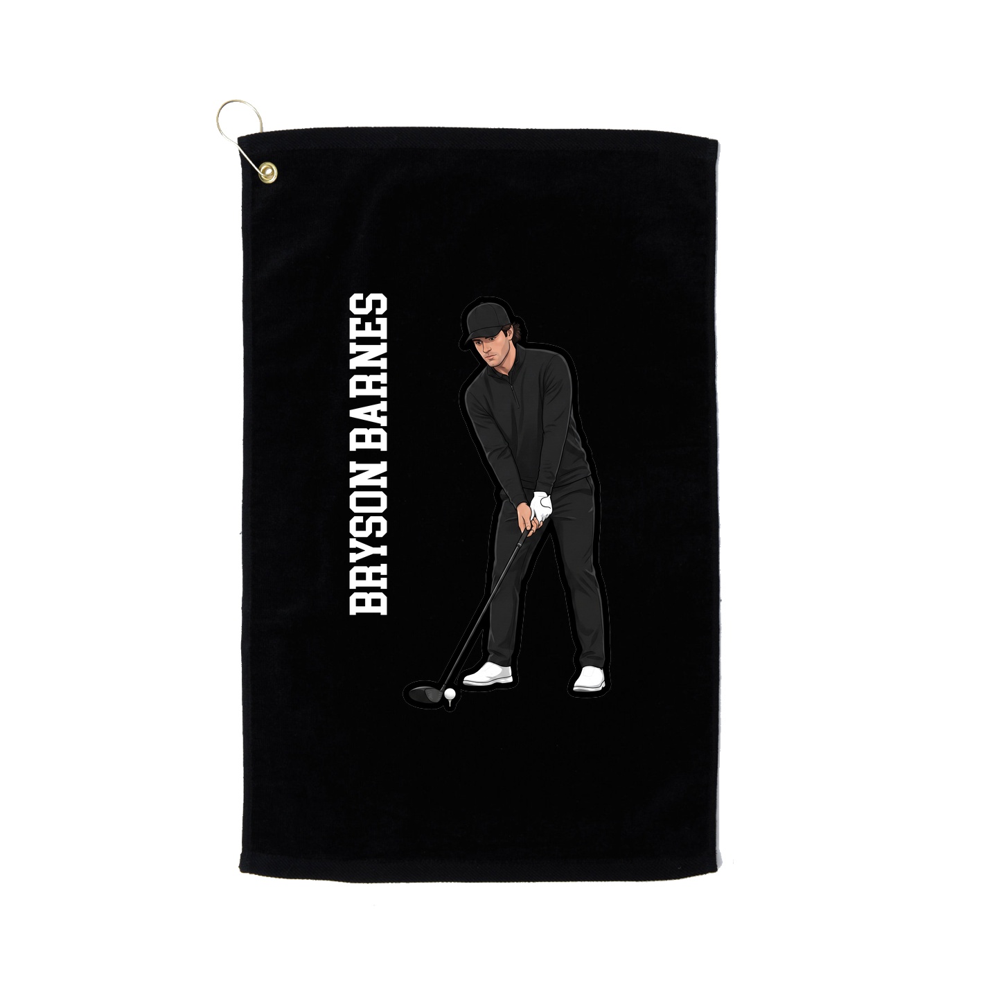 Golf Towel — Name Vertical in Black