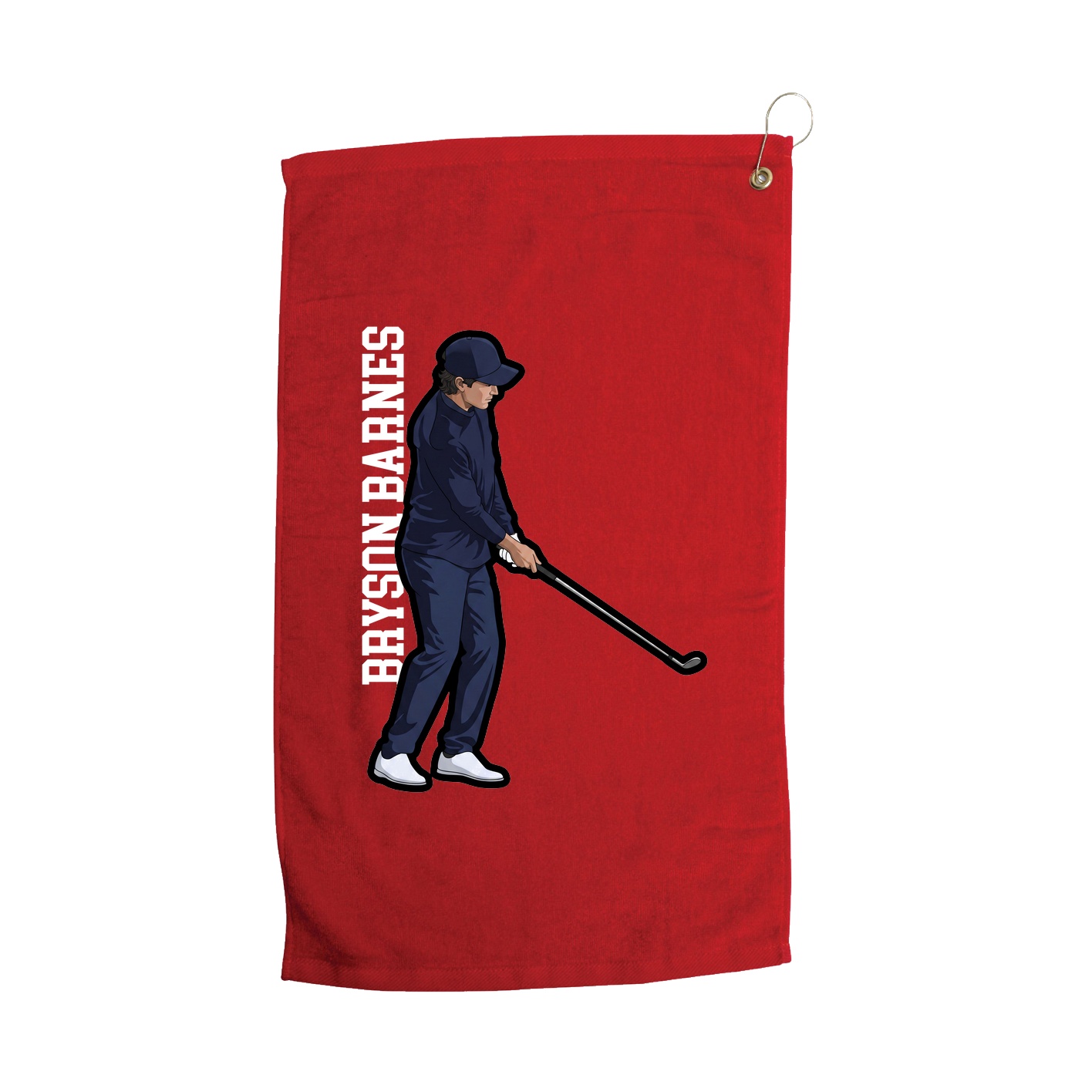 Golf Towel — Name Vertical in Red