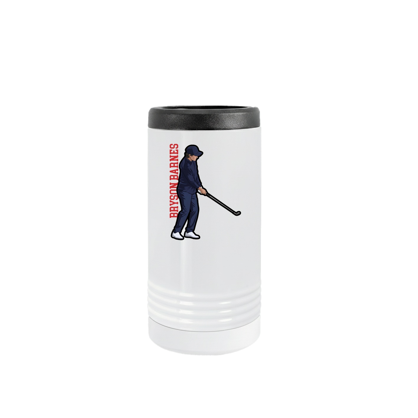 Slim Beverage Holder — Name Vertical in White