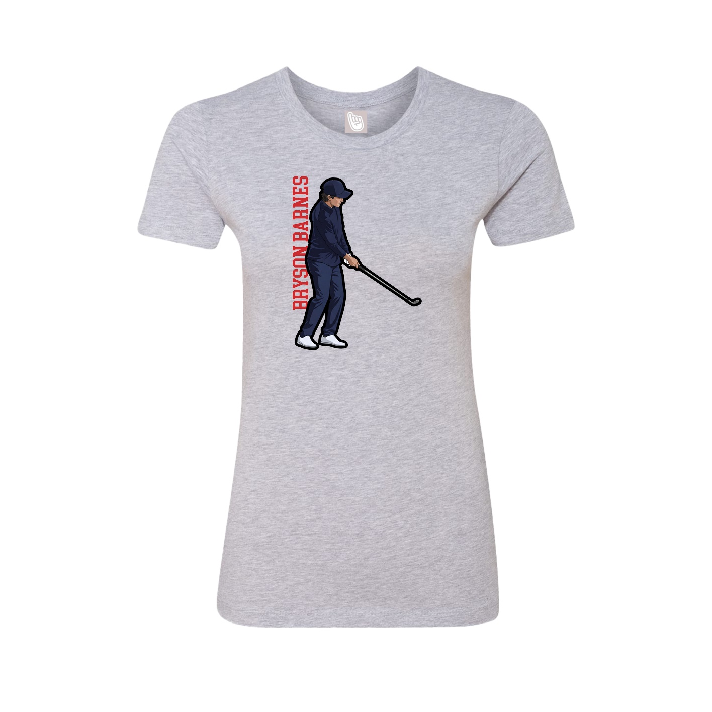 Fitted Women's Tee — Name Vertical in Grey