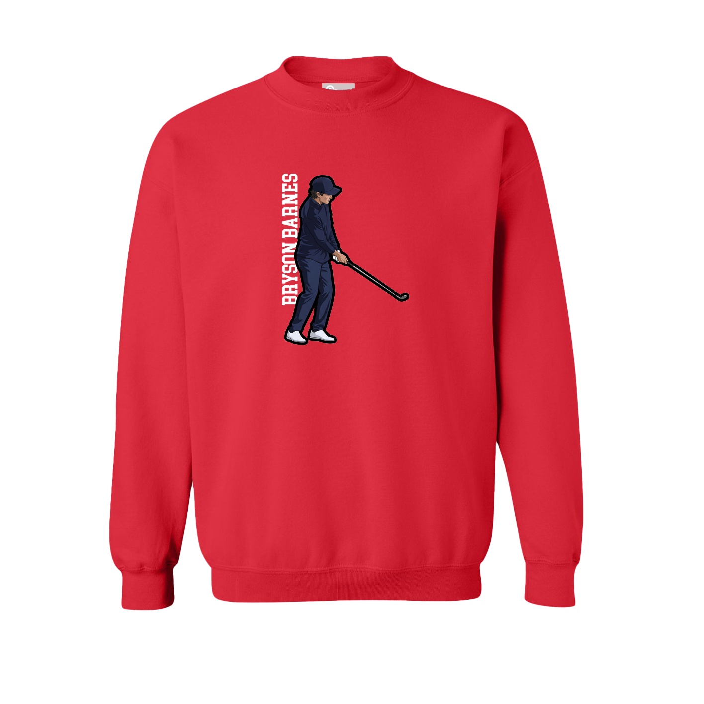 Fleece Crew — Name Vertical in Red