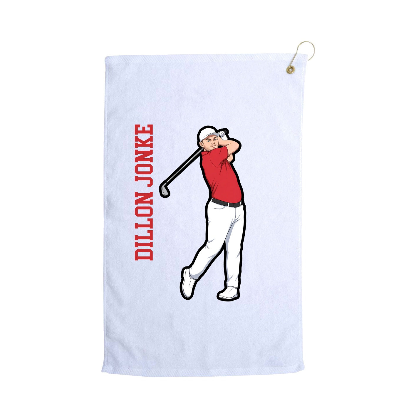 Golf Towel — Name Vertical in White