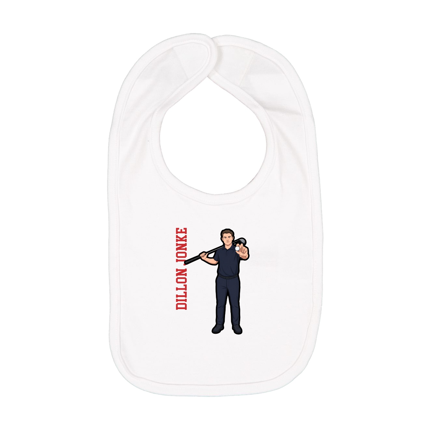 Infant Bib — Name Vertical in White