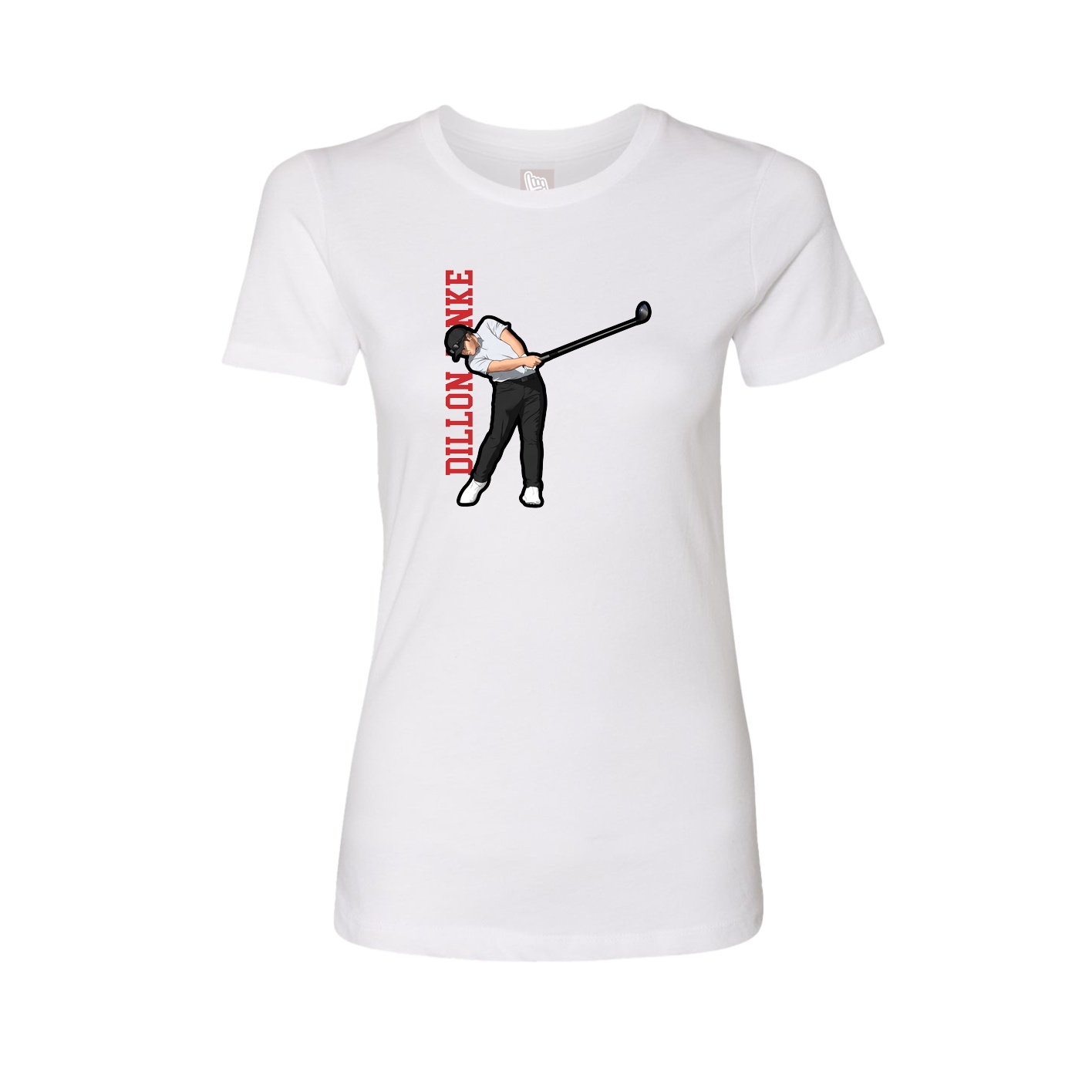 Fitted Women's Tee — Name Vertical in White