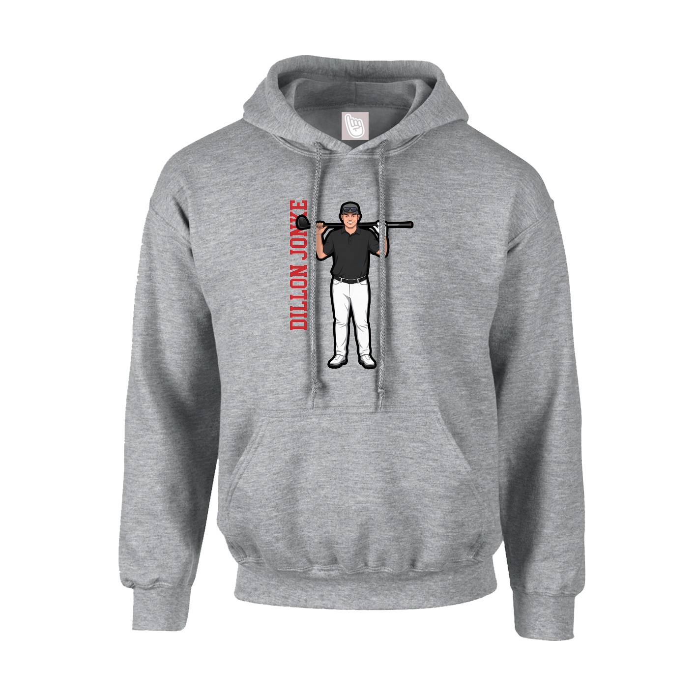 Youth Hoodie — Name Vertical in Grey