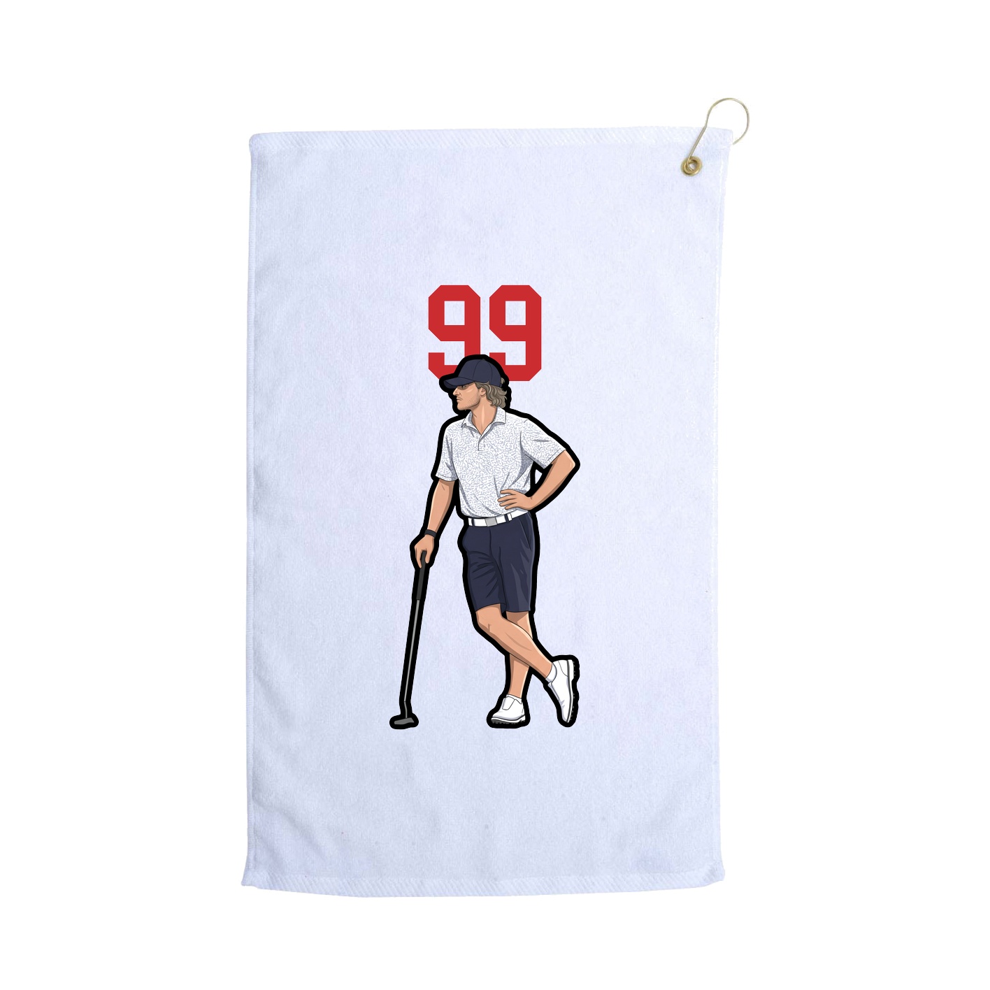 Golf Towel — Number Top in White