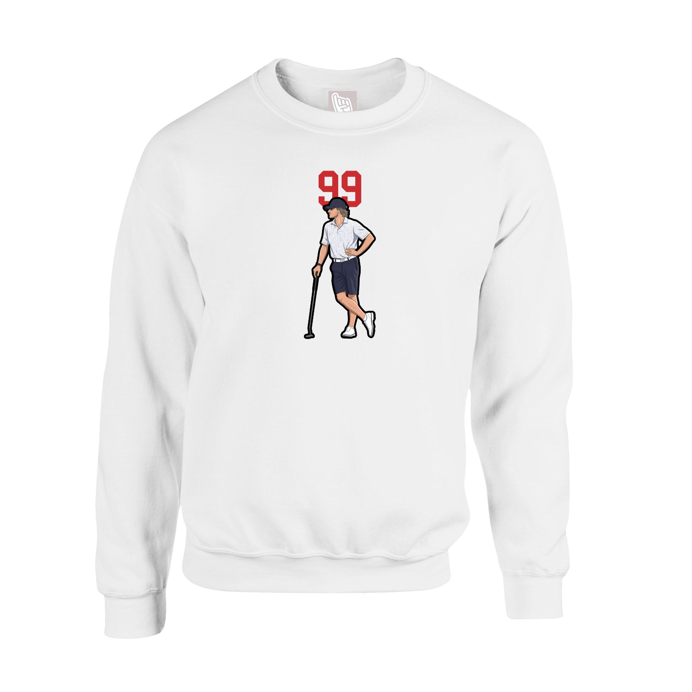 Fleece Crew — Number Top in White