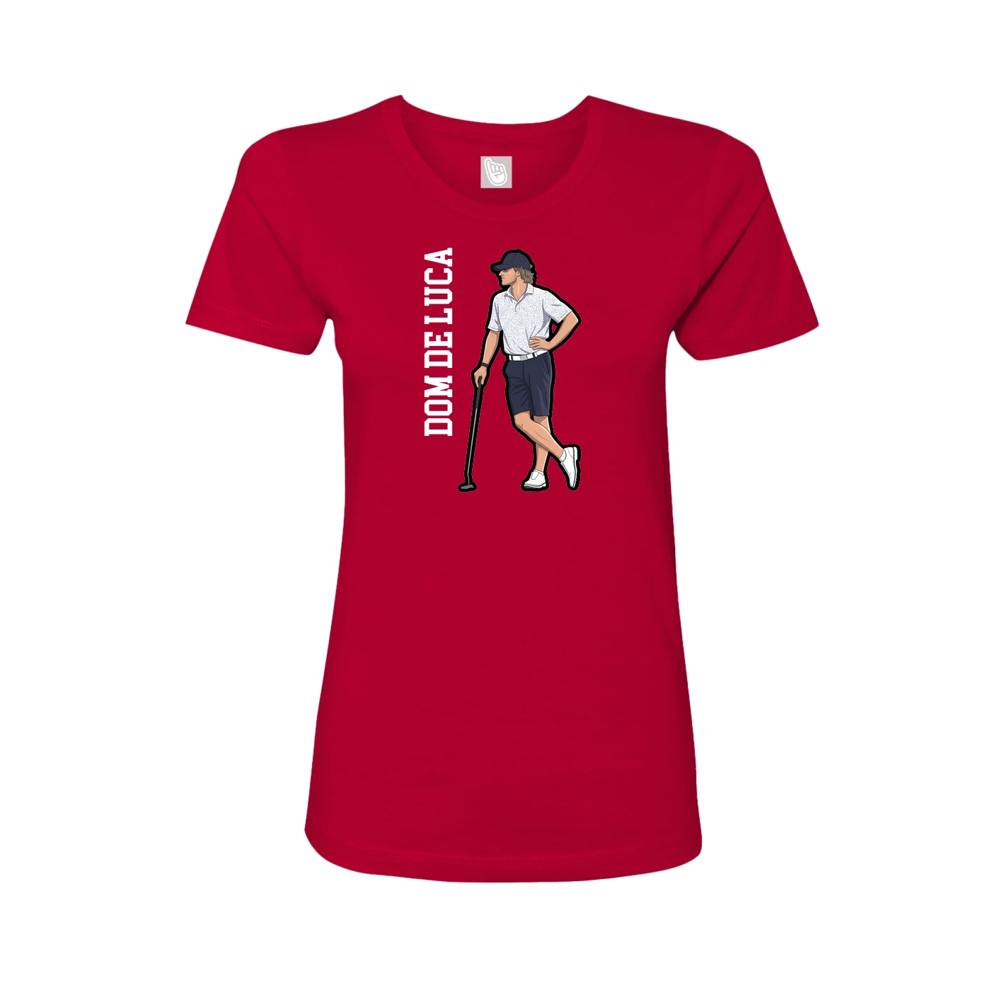 Fitted Women's Tee — Name Vertical in Red