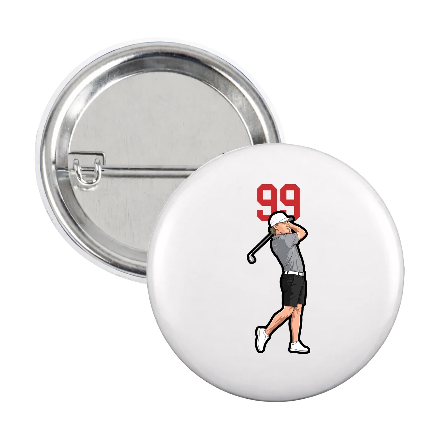 Game Day Button — Number Top in White