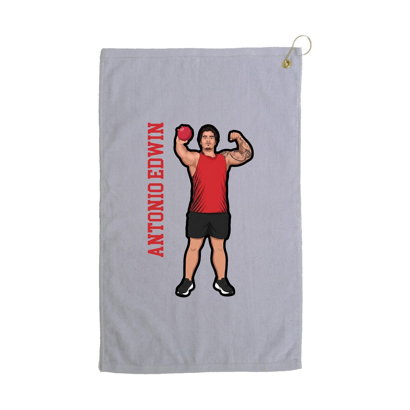 Golf Towel — Name Vertical in Grey