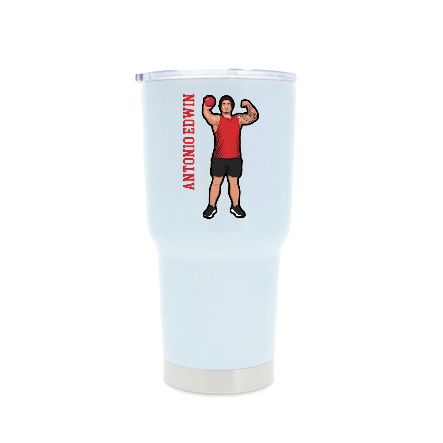 30oz Stainless Steel Tumbler — Name Vertical in White