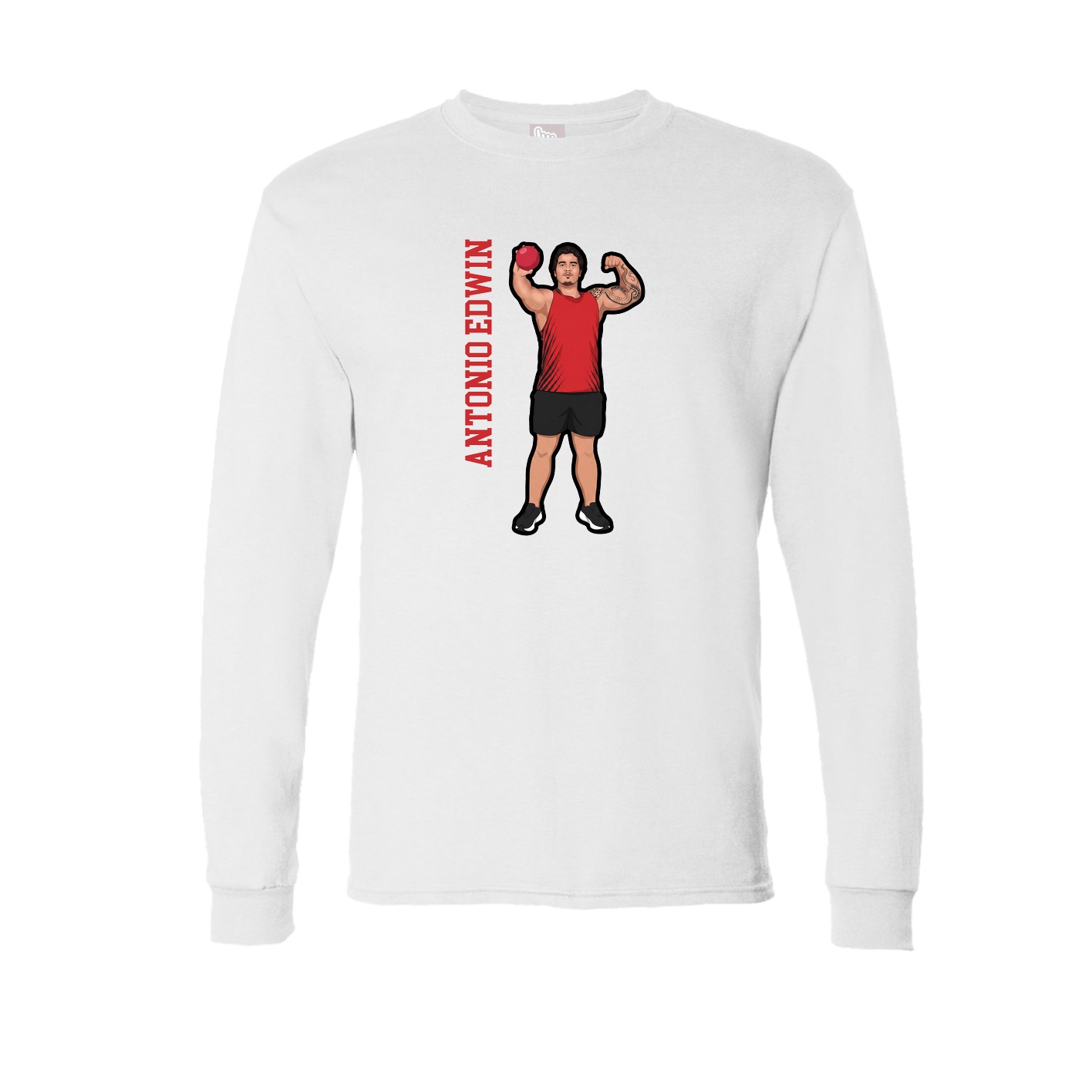 Long Sleeve Tee — Name Vertical in White