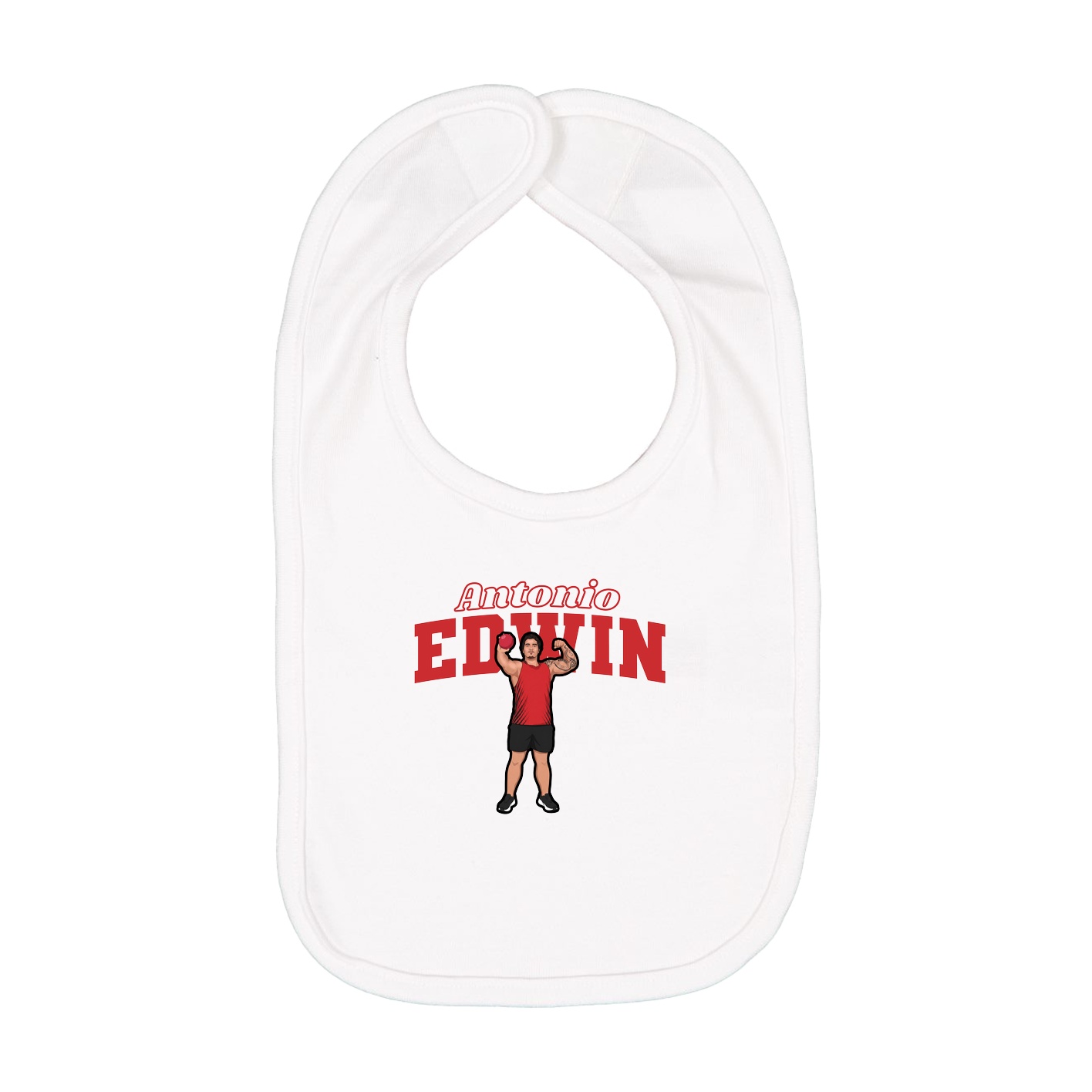 Infant Bib — Name Arch in White