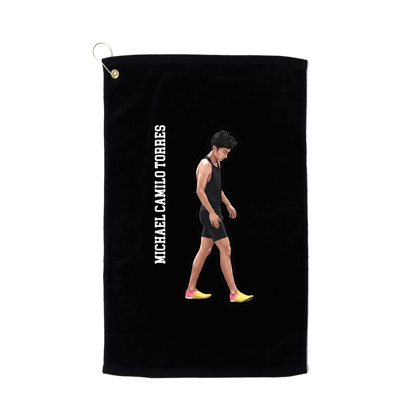 Golf Towel — Name Vertical in Black