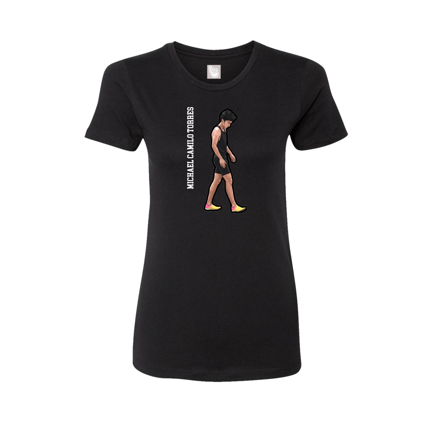 Fitted Women's Tee — Name Vertical in Black